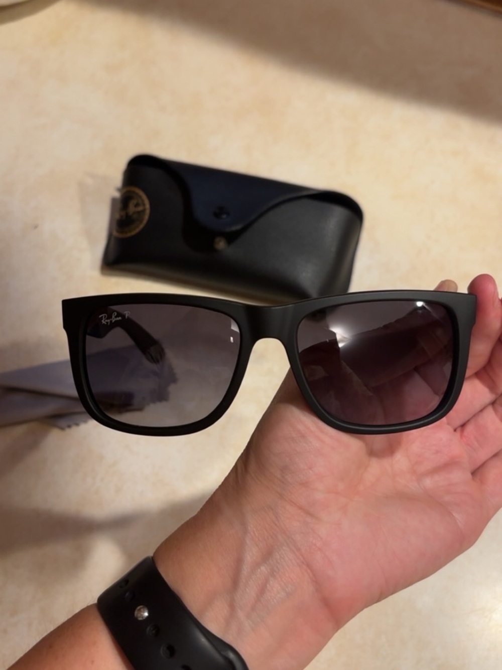 Ray-Ban Black Frame Sunglasses with Gray Gradient Lenses